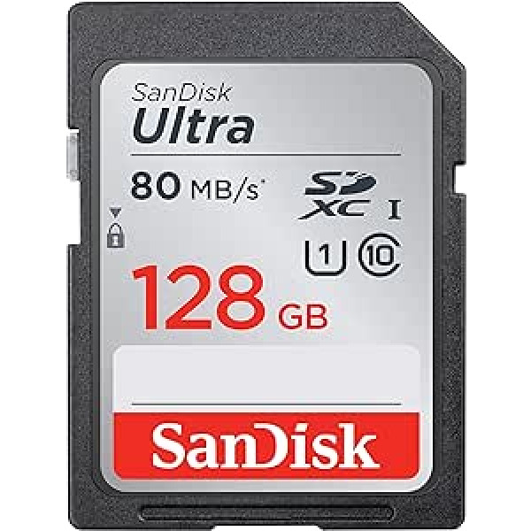 SanDisk Ultra iki 80 MB/sek., 10 klasės atminties kortelė 128 GB