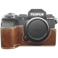 MUZIRI KINOKOO Fujifilm Fuji XS20/X-S20 kameras futrālis, retro PU ādas Fuji XS20 aizsargmaciņš ar rokturi un atveramu pamatni Dizains, kafija, retro stilā