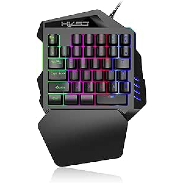 Gaming Keyboard, 35 Keys Mechanical Single Hand Gaming Keyboard with LED Backlight Wrist Rest USB Wired Gaming Keyboard for LOL/PUBG, Mac/Window/PC Game