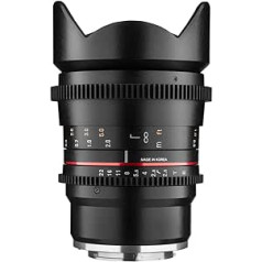 Samyang MF 16mm T2.6 Video DSLR Sony E — rokasgrāmatas Video Objektīvs ar 16 mm Festbrennweite für Vollformat vai APS-C Kameras ar Sony E-Mount, ideāli piemērots arhitektūrai un ainavai