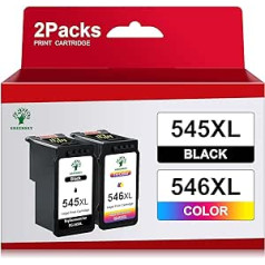 GREENSKY 545 546 XL Multipack kasetnes, kas saderīgas ar Canon printeru kasetnēm 545 546 PG-545XL CL-546XL, kas paredzētas Canon PIXMA MX495 kasetnēm PIXMA TR4550 TR4551 TS35Bla TS35Bla