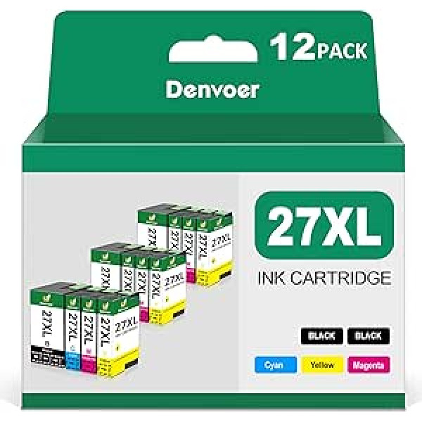 Denvoer 27XL spausdintuvo kasetės, suderinamos su Epson 27XL rašalu, skirtu Epson for Workforce WF-7210DTW WF-7710DWF WF-7720DTWF WF-3620DWF WF-3640DTWF WF-7110FWF77WF-7110FDTW7 15DWF (pak