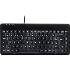 Perixx PERIBOARD-409 mini vadu tastatūra, 2 x USB 2.0 centrmezgls — 315 x 147 x 21 mm — melns — AZERTY