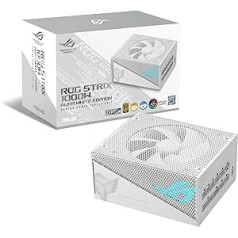 ASUS ROG Strix 1000G Aura White Edition Fully Modular Gaming Power Supply (1000W, Aura Sync ARGB Lighting, ATX 3.0, PCIe 5.0 Ready, with 16-Pin Cable, 80+ Gold Certification, Lambda A+ Certification)