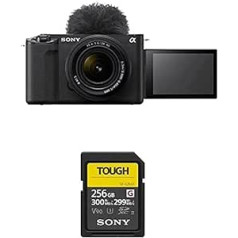 Sony ZV-E1 satura izveides pilna kadra kamera ar 28–60 mm maināmu objektīvu (kompakts un viegls, 4K60p, 12,2 megapikseļi, 5 asis un digitālā stabilizācija) + SFG256T