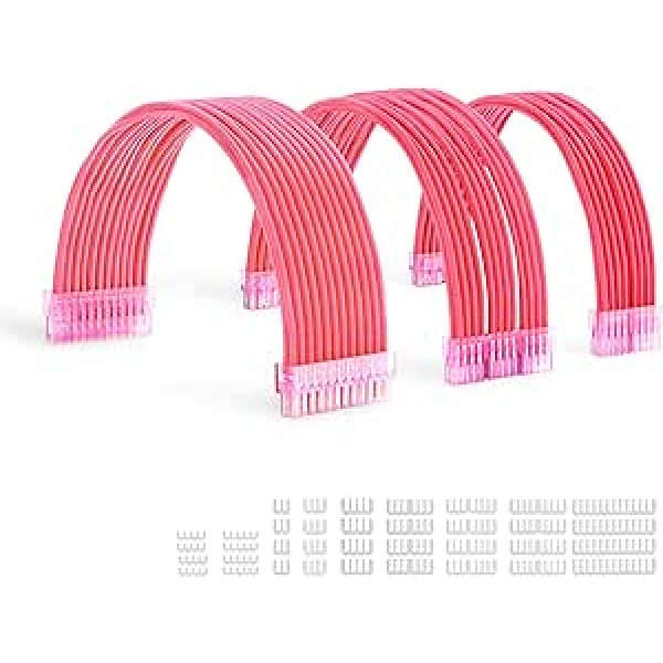 Formulamod 18AWG ATX 24P+ EPS 8-P + PCI-E8-P Power Supply Cable Extension Kit with Combs for PSU to Motherboard/GPU (1I, Pink)