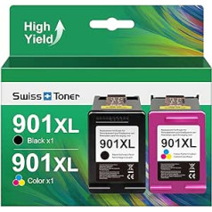 swiss toner 901xl Savietojams ar HP 901 printera kasetni HP Officejet 4500 AIO Series, HP Officejet J4680, HP Officejet J4580 (melns, krāsains)