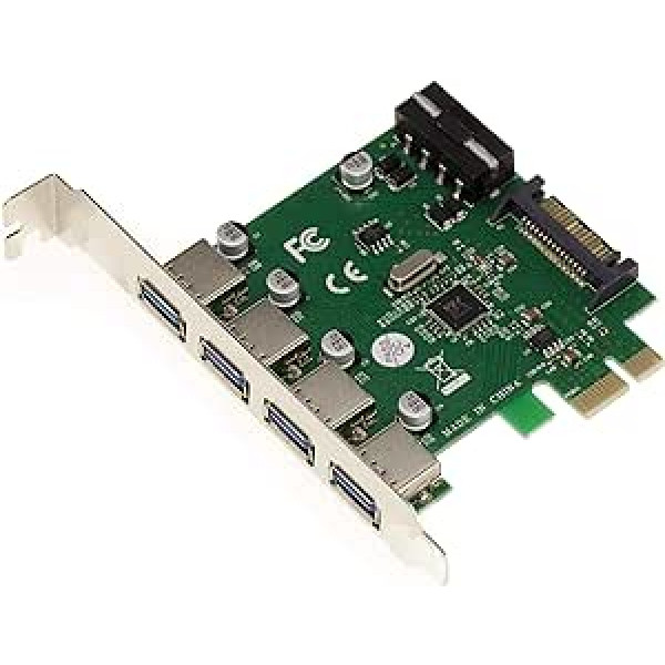 KALEA-INFORMATIQUE PCIe karte uz USB 3.0 4 ārējie porti USB3 5G ar SATA un Molex barošanas avotu — mikroshēmojums caur VLI VL805