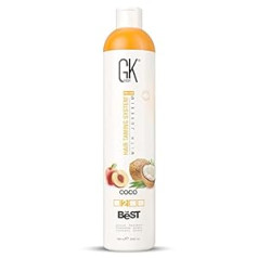 Gk Hair Global Keratin The Best Coco (33,8 Fl Oz/1000 ml) Veganinis tiesinantis keratininis plaukų gydymas Profesionalus Brazilijos kompleksinis plaukų tiesinimas šilkiniams tiesiems ir nesiveliantiems plaukams