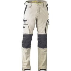 Bisley Workwear UKBPC6333_BBLK Flex & Move Cargo bikses, Stretch Utility rāvējslēdzējs ar ceļa kabatām, melns