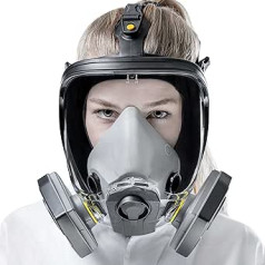 SolidWork pilna maska ar P3 filtru, izmērs S/M/L perfektai piegulšanai, respiratora maska ar zemāko elpošanas pretestību un ideālu skata lauku, profesionāla gāzes maska aizsardzībai pret tvaikiem un