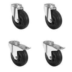 CASCOO SETHPBP160P4S4R0N Wheel Set 2 Back Hole Swivel Castors 2 with Lock Polypropylene Solid Rubber Diameter 160 mm Transport Castors Roller Bearings Load 405 kg (Pack of 4)