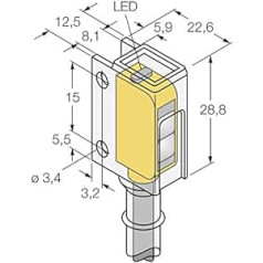 3076484-Q12AB6FF50CR, Opto Sensor Reflexionslicchttaster Miniatursensor