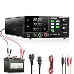 RUZIZAO Laboratory Power Supply 30 V 30 A Laboratory Power Supply 900 W High Performance DC Adjustable Power Supply Encoder Control 6 V 12 V 24 V Battery Charging with Memory Memory Function Prompt