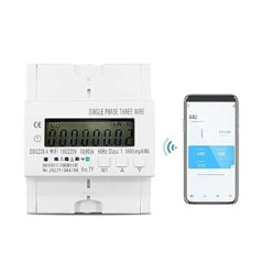 Leistungsmesser, 2 Phase 60Hz 80A Din Rail Tuya WIFI Smart Energy Meter Stromverbrauch Monitor KWh Meter Wattmeter Strommonitor