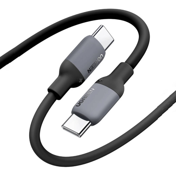 USB-C silikona kabelis ātra uzlāde 60W 5A 1m melns