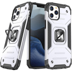 Bruņu maciņš iPhone 14 Pro Max, magnētisks turētājs Ring Armor, sudrabs