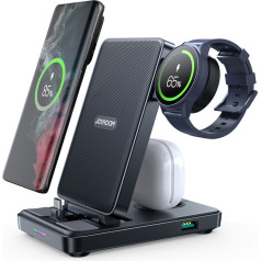 4in1 įkrovimo stotelė, skirta Samsung Galaxy Buds Watch USB-C, sulankstoma, juoda