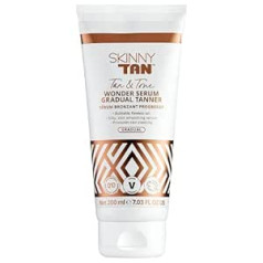 Skinny Tan Tan + Tone Wonder serumas laipsniškas įdegis 200 ml šilkinis odos glotninamasis serumas su sukonstruojamu laipsnišku įdegimu stabdantis senėjimą ir drėkinantis pagerina elastingumą