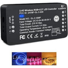 GLEDOPTO ZigBee 3.0 LED Controller Pro RGB RGBW sloksnes kontrolieris Viedās lietotnes balss vadība darbojas ar Amazon Echo Plus RF (platspriegums DC12V-24-36-48-54V)