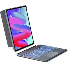 Inateck tastatūras futrālis, kas saderīgs ar iPad Pro 12,9 collu 6/5/4/3 Gen, portreta/ainavas statīvs, noņemams skārienpaliktnis ar 7 krāsu fona apgaismojumu, QWERTZ izkārtojums, KB04118