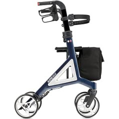 Bischoff & Bischoff Alevo Aluminium Rollator SH 58.5 cm, Foldable - Lightweight Rollator for Indoor and Outdoor Use, Walker with Sturdy Seat and Removable Bag, Night Blue