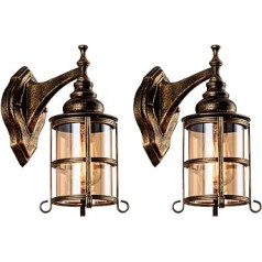 Lauku stila dzintara stikla sienas lampa, iepakojums pa 2, bronza, rūpnieciskās lauku mājas lampa, sienas lampa, verandas apgaismojums, ūdensnecaurlaidīgs, retro lampa iekštelpu guļamistabai, viesistaba, āra (bez spuldzes)