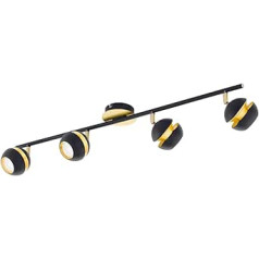 EGLO LED Deckenlampe Nocito, 4 flammige Deckenleuchte, Deckenstrahler aus Metall, Wohnzimmerlampe in Schwarz, Gold, Flurlampe, Spots inkl. GU10 Leuchtmittel, warmweiß