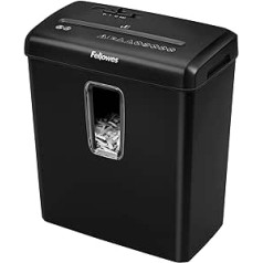 Fellowes Aktenvernichter 6 Blatt Partikelschnitt (P4), Papierschredder für Zuhause und Homeoffice, Powershred FS-6C, Schredder mit 15L Papierkorb, verarbeitet Kreditkarten, Heftklammern, schwarz