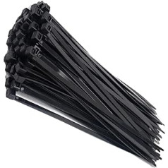 100 Pieces Nylon Cable Ties Black Self Locking Plastic Straps Width 8.8mm Length 500mm Nylon Cable Ties for Office Home DIY Garden
