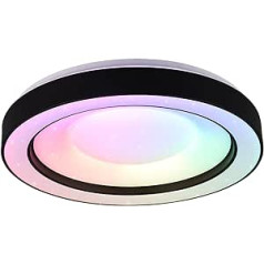 Reality Leuchten Arco R65091032 LED griestu lampa plastmasas matēta melna ar 22 vatu varavīksnes LED, tālvadības pults, dimmer, krāsu maiņa, nakts gaisma