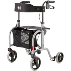 Bischoff & Bischoff RL-Smart ST Folding Walker — легкие ходунки для использования в помещении и на улице со съемной сумкой и держателем для палки, серебристый