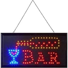 = Bar LED Sign = Bright Professional Powerful Animated Flashing Display Hanging Chain Included Signs 48 cm x 25 cm x 2 cm