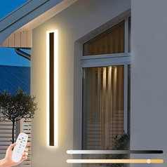 ZTWLEED garais āra sienas gaismeklis, regulējams sienas gaismeklis ar tālvadības pulti, LED garā sienas lampa Villa 25 W IP65 ūdensizturīgi sienas lukturi melni, 120 cm āra sienas lampa iekšpagalmu villai