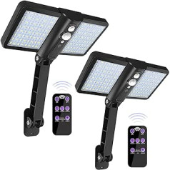 2 Pack Solar Lights for Outdoor, 128 LED Super Bright Lamp, Wireless Waterproof Solar Flood Light, Safety Motion Sensor Luces Solares for Deck, Fence, Patio, Front Door, Gutter