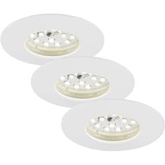 Briloner Leuchten 7204-036 LED, Einbaustrahler, LED Strahler, Spots, Deckenstrahler, Lampen Wohnzimmer, LED 230v, 5W, 400 Lumen, Badezimmer / Bad geeignet IP44, energiesparend, 3er Set, rund, wei