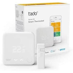 tado° viedais termostats (vadu) sākuma komplekts V3+ — inteliģenta apkures vadība, viegli uzstādāma, izstrādāta Vācijā, saderīga ar Alexa, Siri un Google palīgu