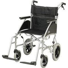 Days Swift pavadošais ratiņkrēsls, 41 cm, vēss sudrabs, viegla mobilitātes ierīce gados vecākiem cilvēkiem, invalīdiem un invalīdiem, pārnēsājams ratiņkrēsls aprūpētāja ērtībām