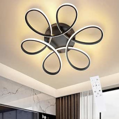 Homefire griestu gaisma LED griestu gaisma viesistaba Moderni regulējama ar tālvadības pulti 50 W melna dzīvojamās istabas lampa Creative Geometry Design Liela guļamistabas lampa virtuvei ēdamistaba Diametrs 50 cm