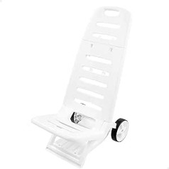 AKTIVE 62655 Strandstuhl aus weißem Kunststoff mit Rädern, leicht, faltbar, leicht zu transportieren, Maße 40,6 x 42 x 101 cm