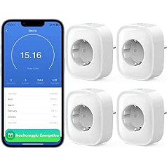 Smart Socket Smart Alexa spraudnis saderīgs ar Alexa Google Home, lietotņu tālvadības pults, mēra enerģijas patēriņu, balss vadība, tikai 2,4 GHz WiFi, 4 pack