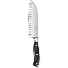 Victorinox, Grand Maître, Profi Santokumesser, Extra Scharfe Klinge, Kullenschliff, 17 cm, Robuster Kunststoffgriff, Rostfreier Stahl, Schwarz