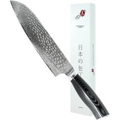 Totiko Japānas naži, profesionāls japāņu virtuves nazis, SANTOKU āmurēts Yukimura Damaskas nazis ar 19 cm asmeni — 7 collas