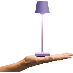 SIGOR Nuindie kabatas aptumšojama maza LED akumulatora galda lampa iekštelpām un āra IP54 šļakatām necaurlaidīga Augstums 21 cm Uzlādējams ar USB-C 7 stundas gaismas ilgums violets violets