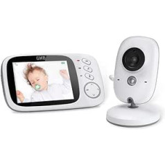 GHB Baby Monitor ar kameru Baby Monitor 3,2 collu LCD nakts redzamības VOX režīma domofona funkcija un šūpuļdziesmas iekštelpās