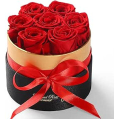 WYRIAZA Rose Box Infinity Rose Preserved — mūžīgi sarkana īsta bezgala izturīga ziedu kastīte dāvanas sievietēm mammai sievai draudzenei sievai Ziemassvētkos Valentīna dienai Mātes dienas dzimšanas dienas gadadiena