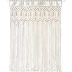 Mkono Macrame aizkaru sienas piekaramie Lieli rokām darināti austi gobelēni logu aizkari Boho durvju aizkari kāzu dekorēšanai Dzīvojamās istabas bērnu istaba Ziloņkaula krāsa 132 x 180 cm