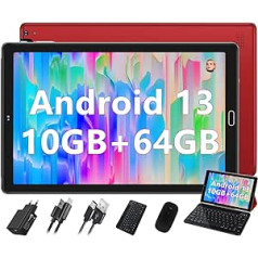 2024 m. naujausias planšetinis kompiuteris 10 colių Android 13 PC 10 GB RAM + 64 GB ROM (TF 1 TB), WiFi 5G / 2.4G + Bluetooth 5.0 / Google GMS / GPS / valdikliai / padalinto ekrano funkcija / C tipas / OTG / 6000 mAh,/8 su dėklu + klaviatūra + pele,