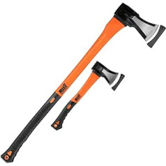 MaxxTools Cirvis - 2 komplekts - Skaldāmais āmurs - Cirvis - 3 kg un 37 cm - Āra cirvis - Skaldāmais cirvis kokam - Melns/oranžs