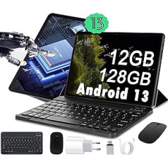 2023 m. 10 colių planšetinis kompiuteris, du viename su klaviatūra, 12 GB RAM + 128 GB ROM (1 TB TF), planšetinis kompiuteris „Android 13“, aštuonių branduolių 2,0 GHz, 1080 HD, 5 MP + 8 MP kamera, 6850 mAh, GMS sertifikatas, tipas CMS /OTG –